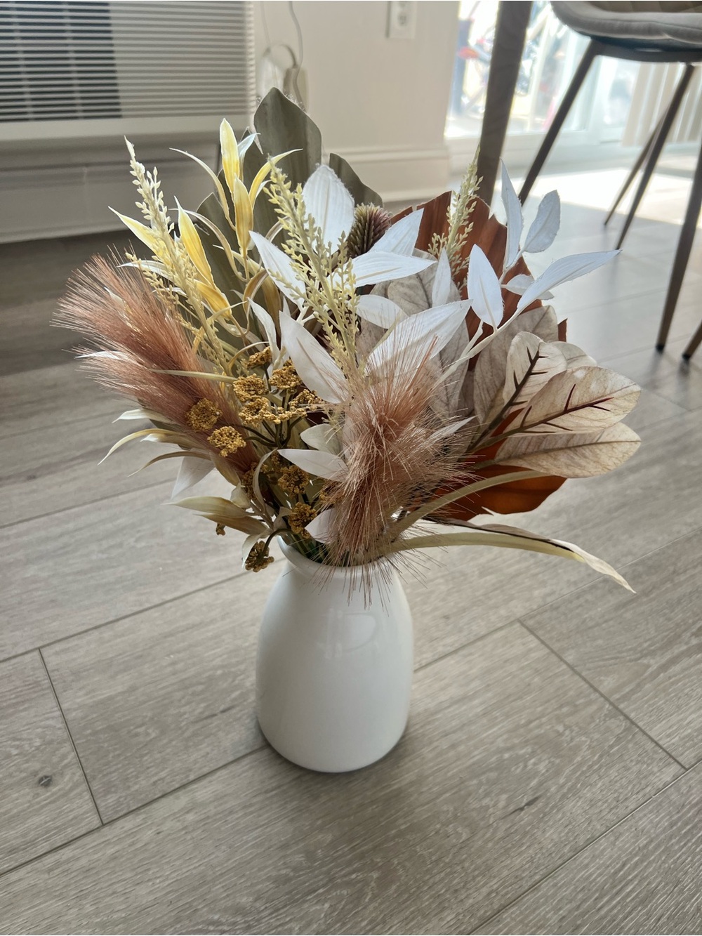 Dried Pampas and Floral Boho Arrangement in Vase Decorative Accent New with Tags